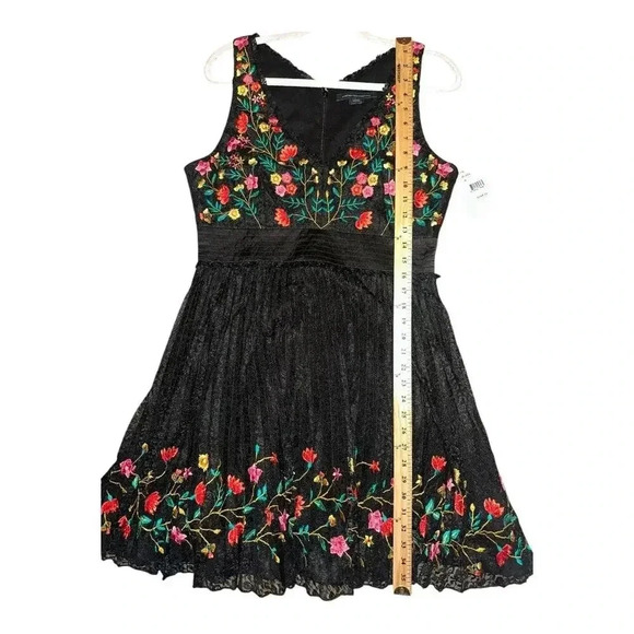 French Connection Amity Black Lace Floral Flared Dress, 10 - Picture 8 of 8